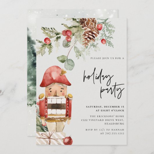Weihnachtsfeier Abendessen Moderner Nutcracker Einladung (Vorne/Hinten)