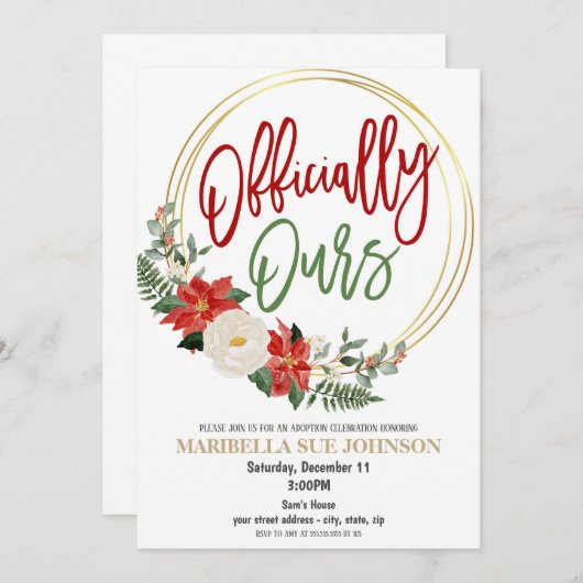 Weihnachtsfeier Adoption Einladung (Vorne/Hinten)