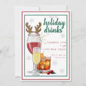 Weihnachtsfeier Alte Mode Wein Champagner Einladung (Vorderseite)