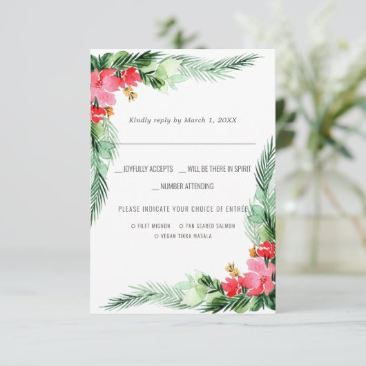 Weihnachtsfeier | Aquarellfarbenes UAWG mit Essens RSVP Karte (Stehend Vorderseite)