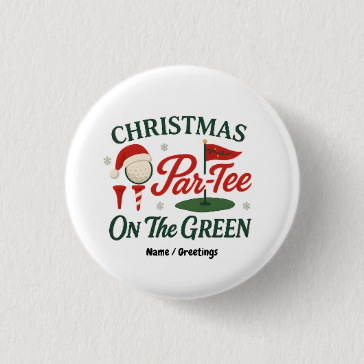 Weihnachtsfeier auf dem Grün Lustiger Golf Weihnac Button (Vorderseite)