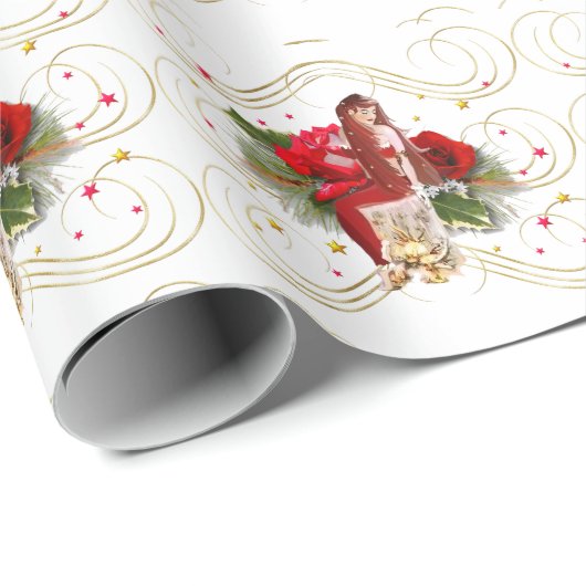 Weihnachtsfeier auf Gold Geschenkpapier (Rolleneckpunkt)