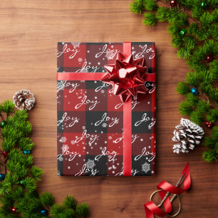 Weihnachtsfeier auf Kariert in Schneeflocken Geschenkpapier