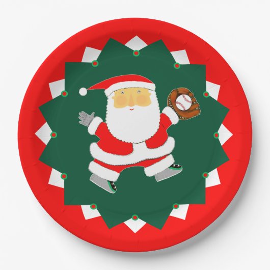 Weihnachtsfeier Baseball Pappteller (Vorderseite)