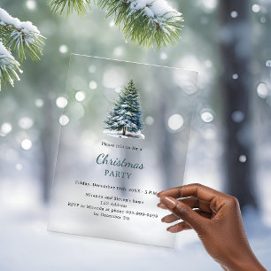 Weihnachtsfeier Baum Schnee handgezeichnet Acryleinladungen