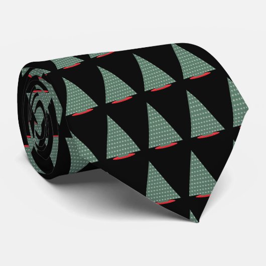 Weihnachtsfeier Bäume Schwarz Krawatte (Gerollt)