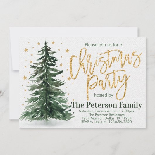 Weihnachtsfeier bei Pine Tree Einladung (Vorderseite)