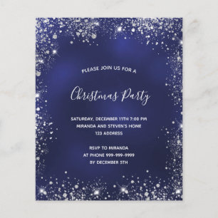 Weihnachtsfeier blau silber günstige Einladung Flyer