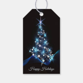 Weihnachtsfeier Blaue Baum Glänzend Schwarz Elegan Geschenkanhänger