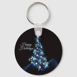 Weihnachtsfeier Blaue Baum Glänzend Schwarz Elegan Schlüsselanhänger