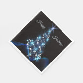 Weihnachtsfeier Blaue Baum Glänzend Schwarz Elegan Serviette (Ecke)