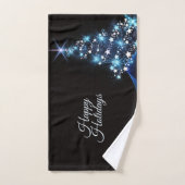 Weihnachtsfeier Blaue Baum Glänzend Schwarze Elega Badhandtuch Set (Handtuch)