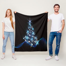 Weihnachtsfeier Blaue Tanne Glänzend Schwarz Elega Fleecedecke