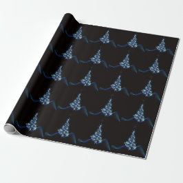 Weihnachtsfeier Blaue Tanne Glänzend Schwarz Elega Geschenkpapier