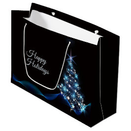Weihnachtsfeier Blaue Tanne Glänzend Schwarz Elega Große Geschenktüte