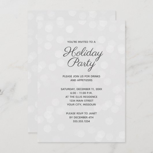 Weihnachtsfeier Bokeh Lights Elegante Einladung (Vorne/Hinten)