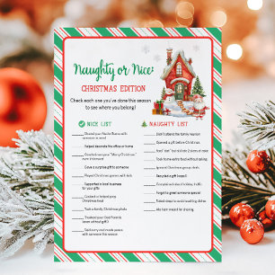 Weihnachtsfeier Böse oder Nett Spiel Feiertagskarte