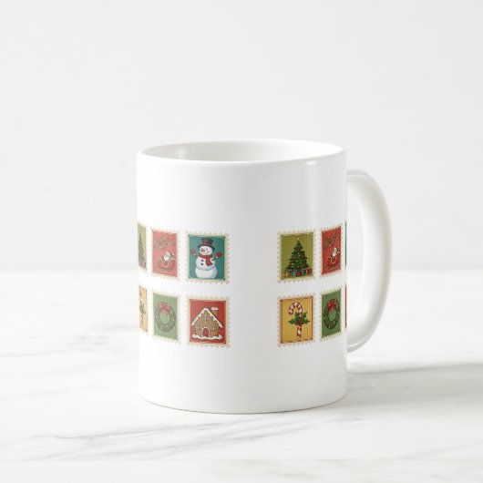 Weihnachtsfeier Briefmarke Kaffeetasse (VorderseiteRechts)