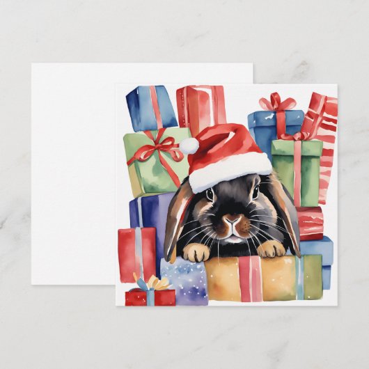 Weihnachtsfeier Bunny Rabbit Feiertagskarte (Vorne/Hinten)