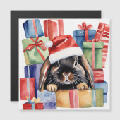 Weihnachtsfeier Bunny Rabbit Magnetkarte (Vorne/Hinten)