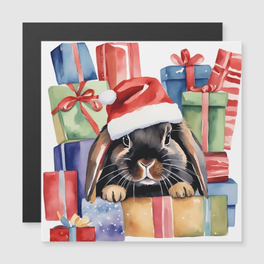 Weihnachtsfeier Bunny Rabbit Magnetkarte (Vorne/Hinten)