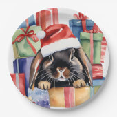 Weihnachtsfeier Bunny Rabbit Pappteller (Vorderseite)