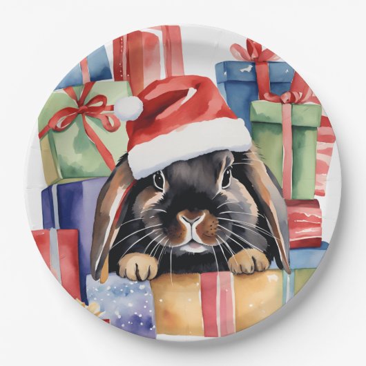 Weihnachtsfeier Bunny Rabbit Pappteller (Vorderseite)