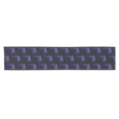 Weihnachtsfeier Bunte Baum Navyblau Kurzer Tischläufer (Horizontal)