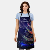 Weihnachtsfeier Bunter Baum Marineblau Schürze (Getragen)