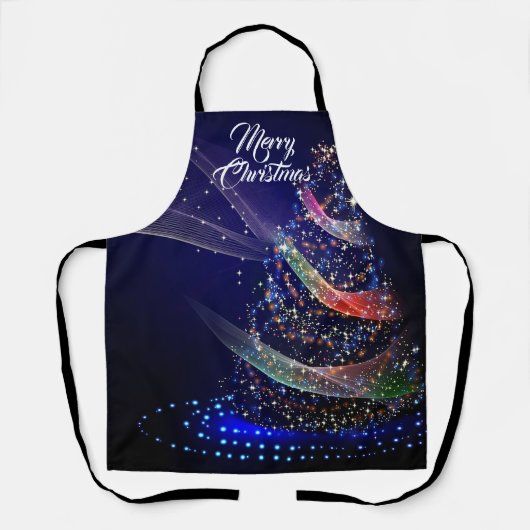 Weihnachtsfeier Bunter Baum Marineblau Schürze (Vorderseite)