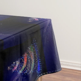 Weihnachtsfeier Bunter Baum Marineblau Tischdecke