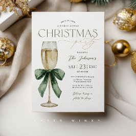 Weihnachtsfeier Champagner Glas Grün Gold Einladung