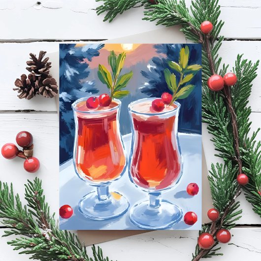 Weihnachtsfeier Cocktails Watercolor Karte