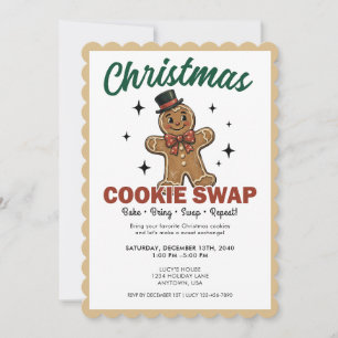 Weihnachtsfeier Cookie-Tausch-Einladung Retro Feiertagskarte