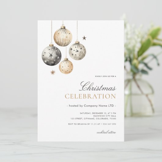 Weihnachtsfeier Corporate Office Party Gold Einladung (Stehend Vorderseite)