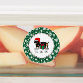 Weihnachtsfeier Dackel (schwarz & braun) Funny Etiketten (Befestigt)