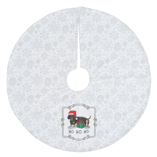 Weihnachtsfeier Dackel (schwarz & braun) Funny Fleece Weihnachtsbaumdecke (Vorderseite)