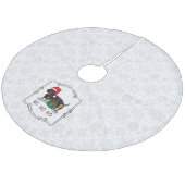 Weihnachtsfeier Dackel (schwarz & braun) Funny Fleece Weihnachtsbaumdecke (Schrägansicht)