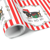 Weihnachtsfeier Dackel (schwarz & braun) Funny Geschenkpapier (Rolleneckpunkt)