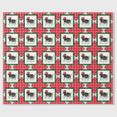 Weihnachtsfeier Dackel (schwarz & braun) Funny Geschenkpapier (Flach)