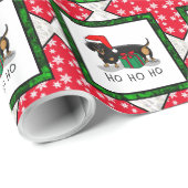 Weihnachtsfeier Dackel (schwarz & braun) Funny Geschenkpapier (Rolleneckpunkt)