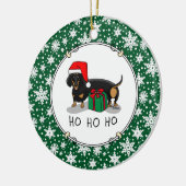 Weihnachtsfeier Dackel (schwarz & braun) Funny Keramik Ornament (Links)