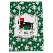 Weihnachtsfeier Dackel (schwarz & braun) Funny Mittlere Geschenktüte (Rückseite)