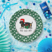 Weihnachtsfeier Dackel (schwarz & braun) Funny Pappteller (Party)