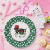 Weihnachtsfeier Dackel (schwarz & braun) Funny Pappteller (Party)