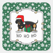 Weihnachtsfeier Dackel (schwarz & braun) Funny Quadratischer Aufkleber (Vorderseite)