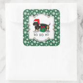 Weihnachtsfeier Dackel (schwarz & braun) Funny Quadratischer Aufkleber (Tasche)