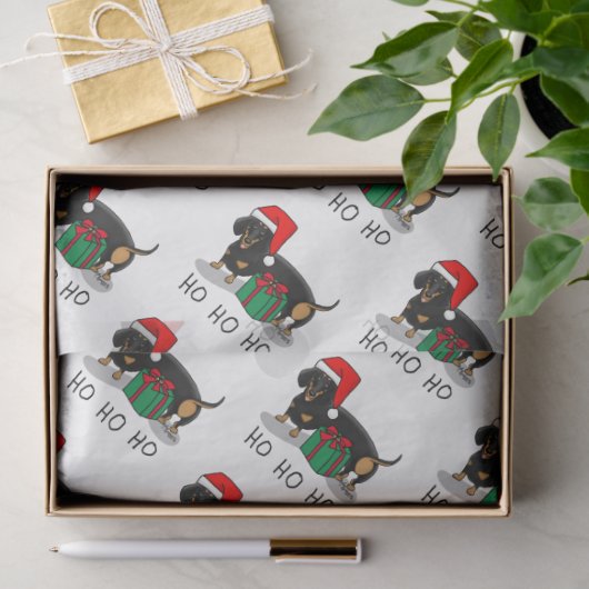 Weihnachtsfeier Dackel (schwarz & braun) Funny Seidenpapier (Geschenk)