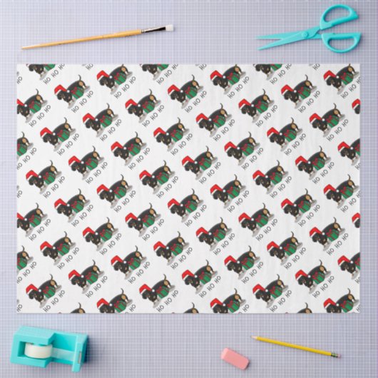 Weihnachtsfeier Dackel (schwarz & braun) Funny Seidenpapier (Basteln)