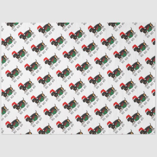 Weihnachtsfeier Dackel (schwarz & braun) Funny Seidenpapier (Vorderseite)
